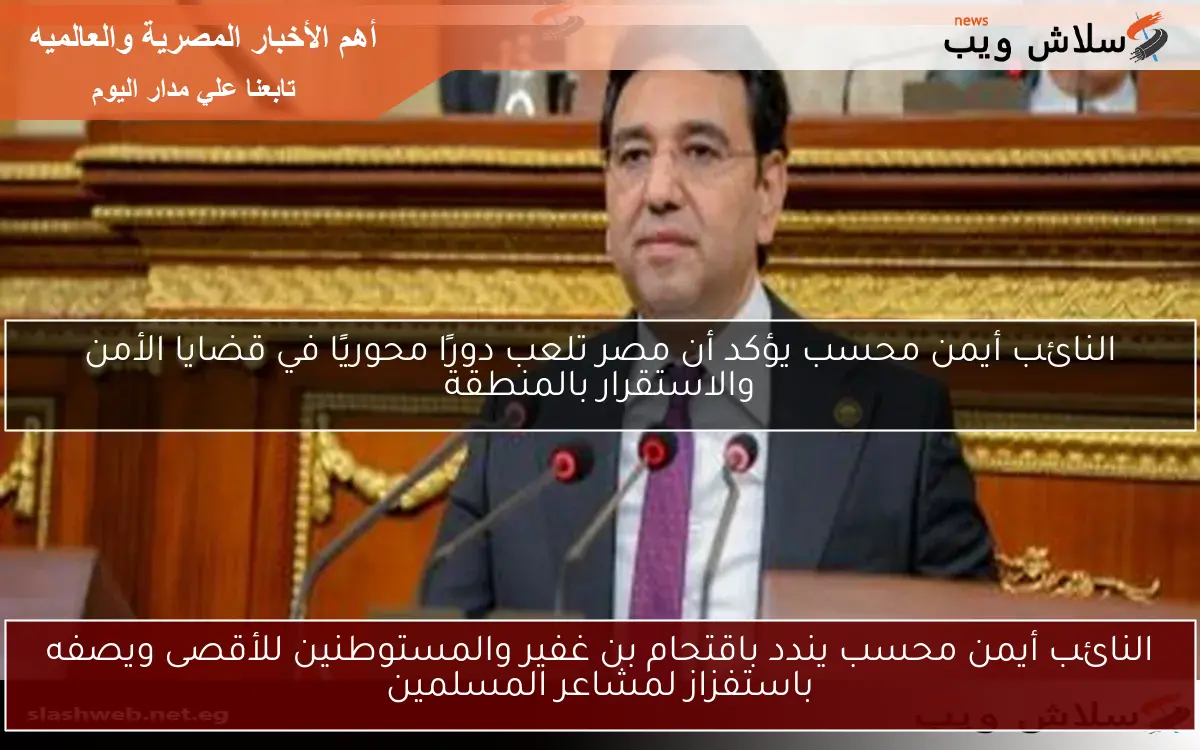 النائب أيمن محسب يندد باقتحام بن غفير والمستوطنين للأقصى ويصفه باستفزاز لمشاعر المسلمين