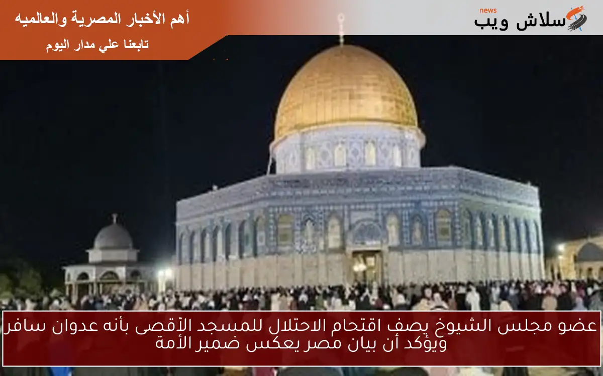 عضو مجلس الشيوخ يصف اقتحام الاحتلال للمسجد الأقصى بأنه عدوان سافر ويؤكد أن بيان مصر يعكس ضمير الأمة