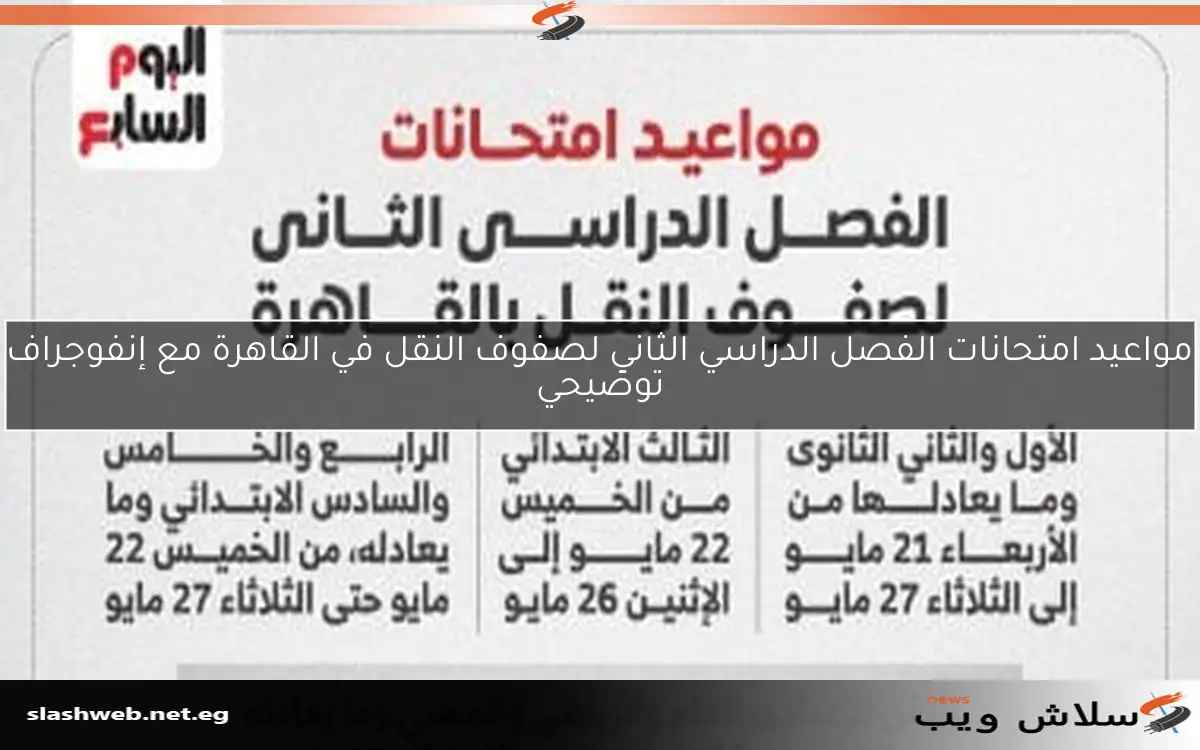 مواعيد امتحانات الفصل الدراسي الثاني لصفوف النقل في القاهرة مع إنفوجراف توضيحي 2 مواعيد امتحانات الفصل الدراسي الثاني لصفوف النقل في القاهرة مع إنفوجراف توضيحي