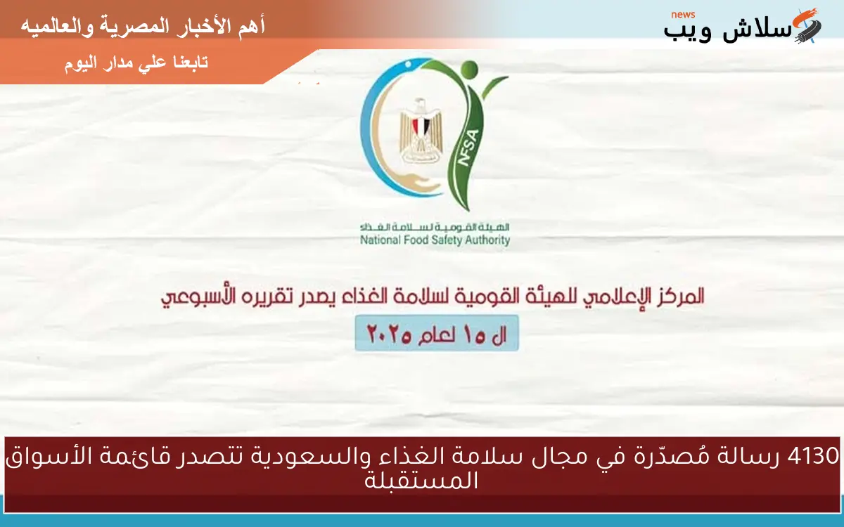4130 رسالة مُصدّرة في مجال سلامة الغذاء والسعودية تتصدر قائمة الأسواق المستقبلة