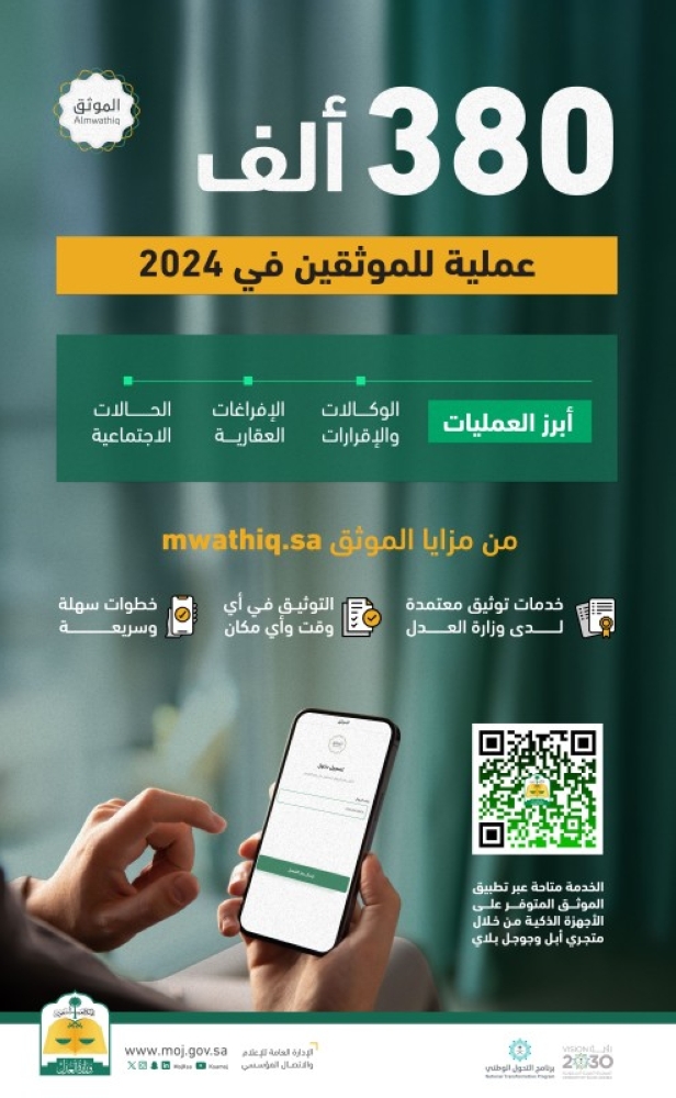 العدل: 380 ألف عملية موثقة في 2024 2 العدل: 380 ألف عملية موثقة في 2024