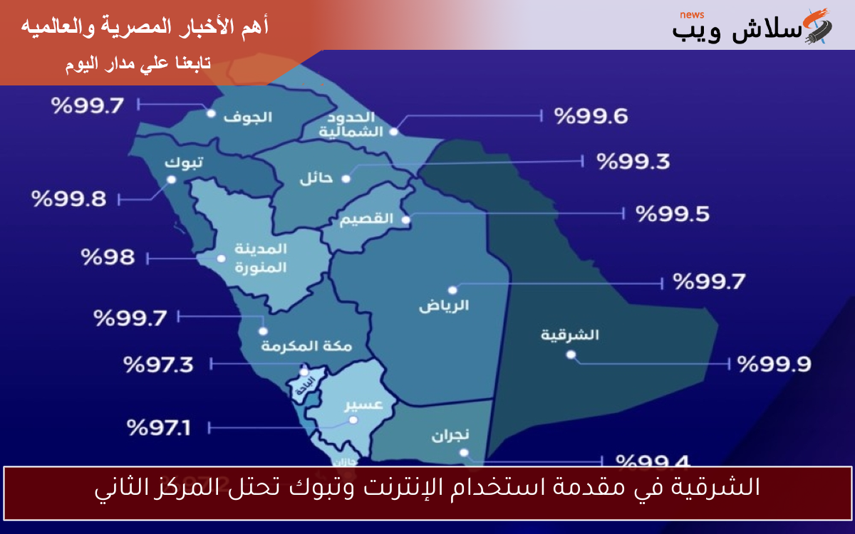 الشرقية في مقدمة استخدام الإنترنت وتبوك تحتل المركز الثاني