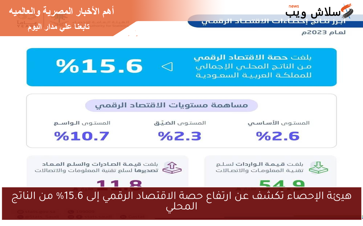 هيئة الإحصاء تكشف عن ارتفاع حصة الاقتصاد الرقمي إلى 15.6% من الناتج المحلي