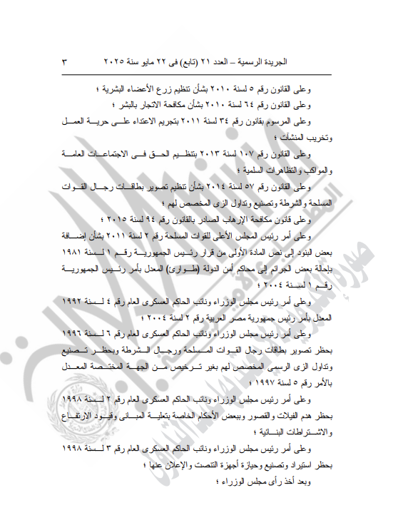 العفو الرئاسي بمناسبة عيد الاضحي