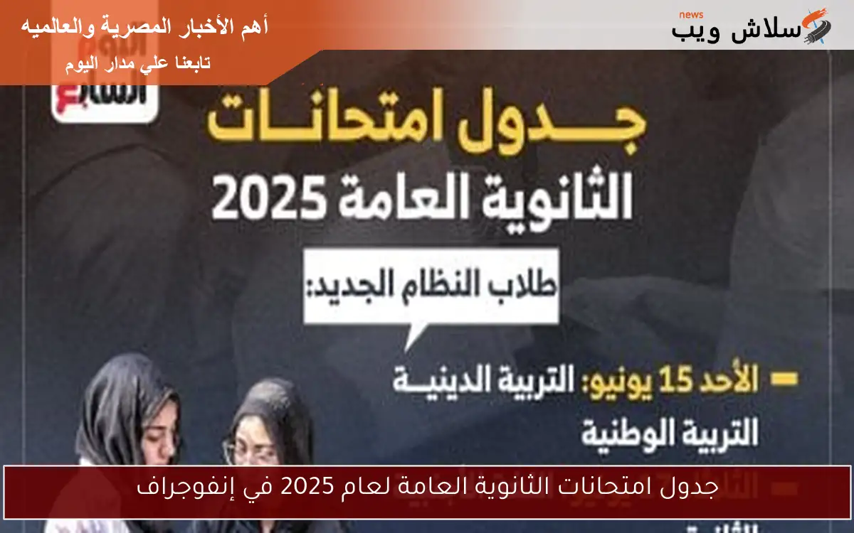 جدول امتحانات الثانوية العامة لعام 2025 في إنفوجراف