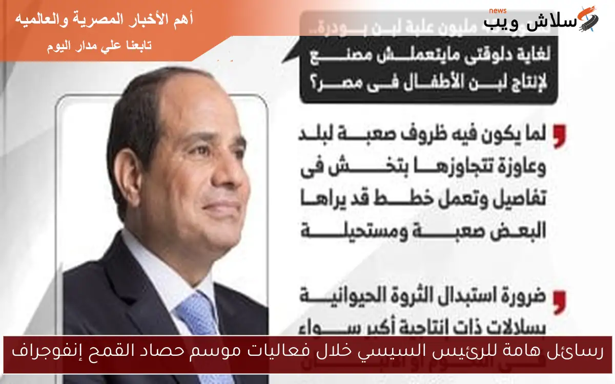 رسائل هامة للرئيس السيسي خلال فعاليات موسم حصاد القمح إنفوجراف