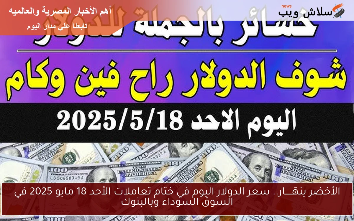 الأخضر ينهّـــــار.. سعر الدولار اليوم في ختام تعاملات الأحد 18 مايو 2025 في السوق السوداء وبالبنوك