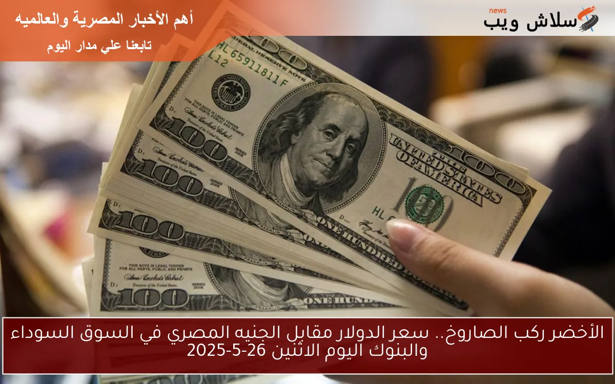الأخضر ركب الصاروخ.. سعر الدولار مقابل الجنيه المصري في السوق السوداء والبنوك اليوم الاثنين 26-5-2025