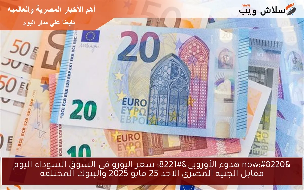 “now هدوء الأوروبي” سعر اليورو في السوق السوداء اليوم مقابل الجنيه المصري الأحد 25 مايو 2025 والبنوك المختلفة