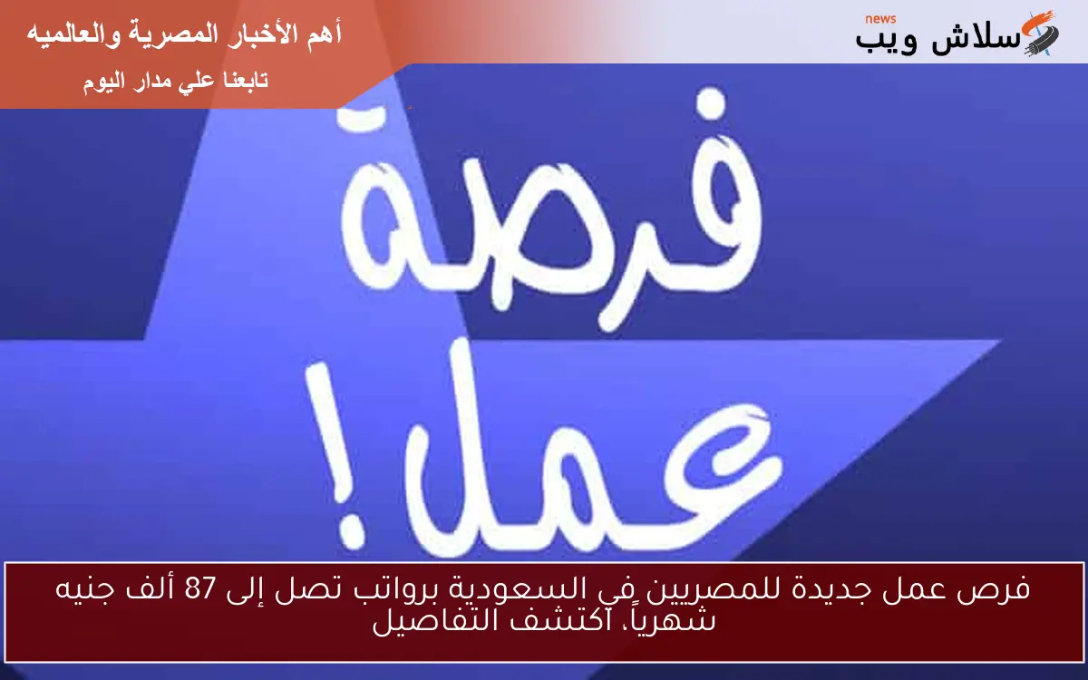 فرص عمل جديدة للمصريين في السعودية برواتب تصل إلى 87 ألف جنيه شهرياً، اكتشف التفاصيل