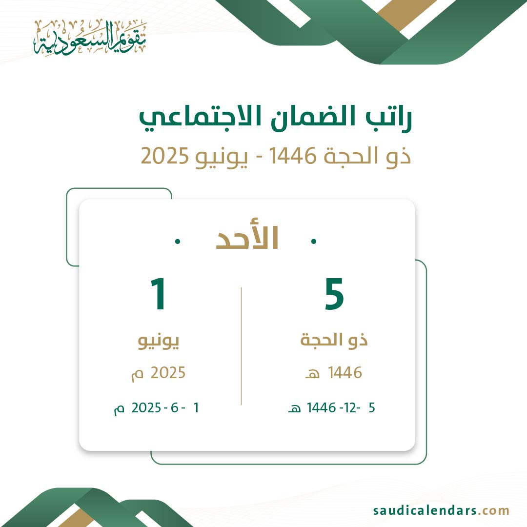موعد صرف راتب الضمان الاجتماعي شهر يونيو 2025