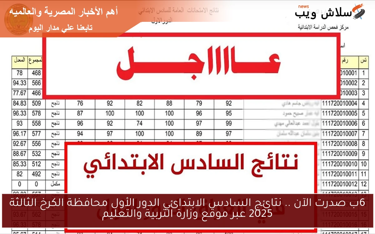 6ب صدرت الآن .. نتائج السادس الابتدائي الدور الأول محافظة الكرخ الثالثة 2025 عبر موقع وزارة التربية والتعليم 2 6ب صدرت الآن .. نتائج السادس الابتدائي الدور الأول محافظة الكرخ الثالثة 2025 عبر موقع وزارة التربية والتعليم
