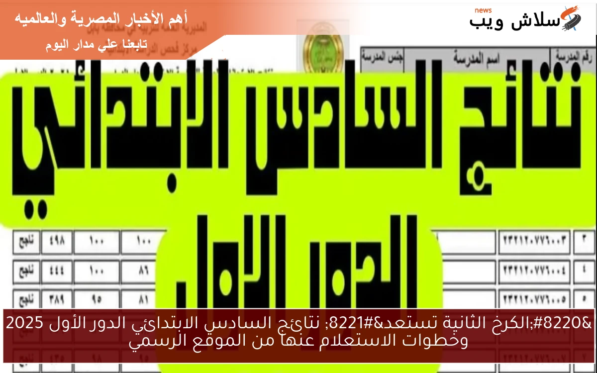 "الكرخ الثانية تستعد" نتائج السادس الابتدائي الدور الأول 2025 وخطوات الاستعلام عنها من الموقع الرسمي 2 “الكرخ الثانية تستعد” نتائج السادس الابتدائي الدور الأول 2025 وخطوات الاستعلام عنها من الموقع الرسمي