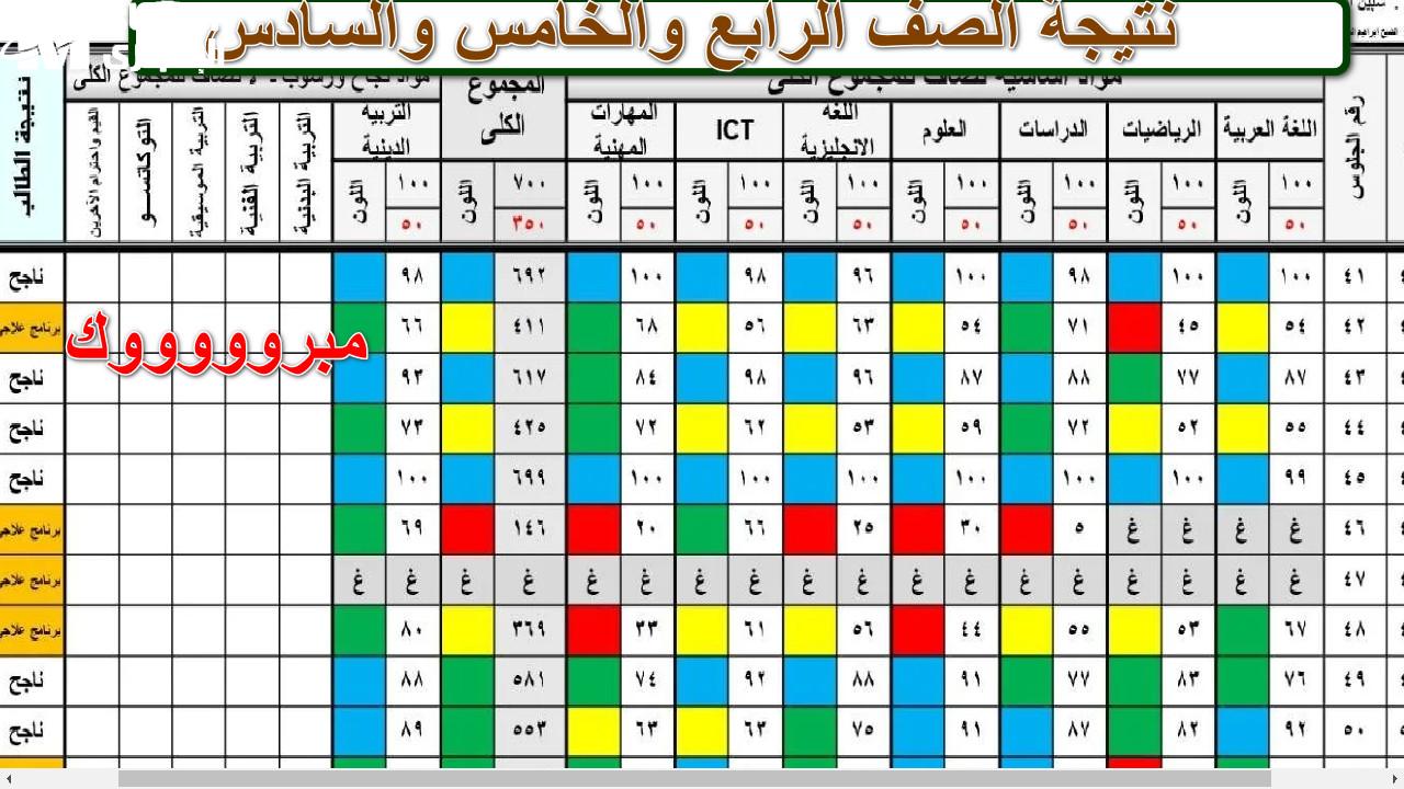 برقم الجلوس: الاستعلام عن نتيجة الصف الرابع والخامس والسادس الابتدائي 2025 الترم الثاني عبر eduserv.cairo.gov.eg