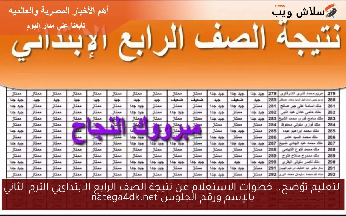 التعليم توُضح.. خطوات الاستعلام عن نتيجة الصف الرابع الابتدائي الترم الثاني بالإسم ورقم الجلوس 2025