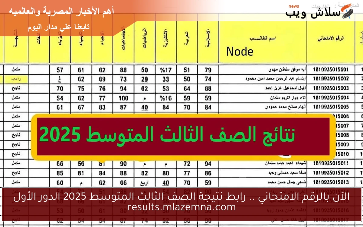 الآن بالرقم الامتحاني .. رابط نتيجة الصف الثالث المتوسط 2025 الدور الأول results.mlazemna.com