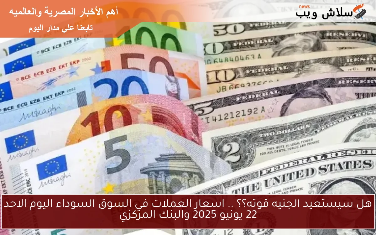 هل سيستعيد الجنيه قوته؟؟ .. اسعار العملات في السوق السوداء اليوم الاحد 22 يونيو 2025 والبنك المركزي