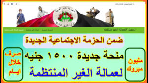 دعم الـــ1500 جنيه.. الاستعلام عن منحة العمالة الغير منتظمة 2025 من خلال موقع وزارة العمل manpower.gov.eg 3 شروط الحصول علي منحة العمالة الغير منتظمة 2025