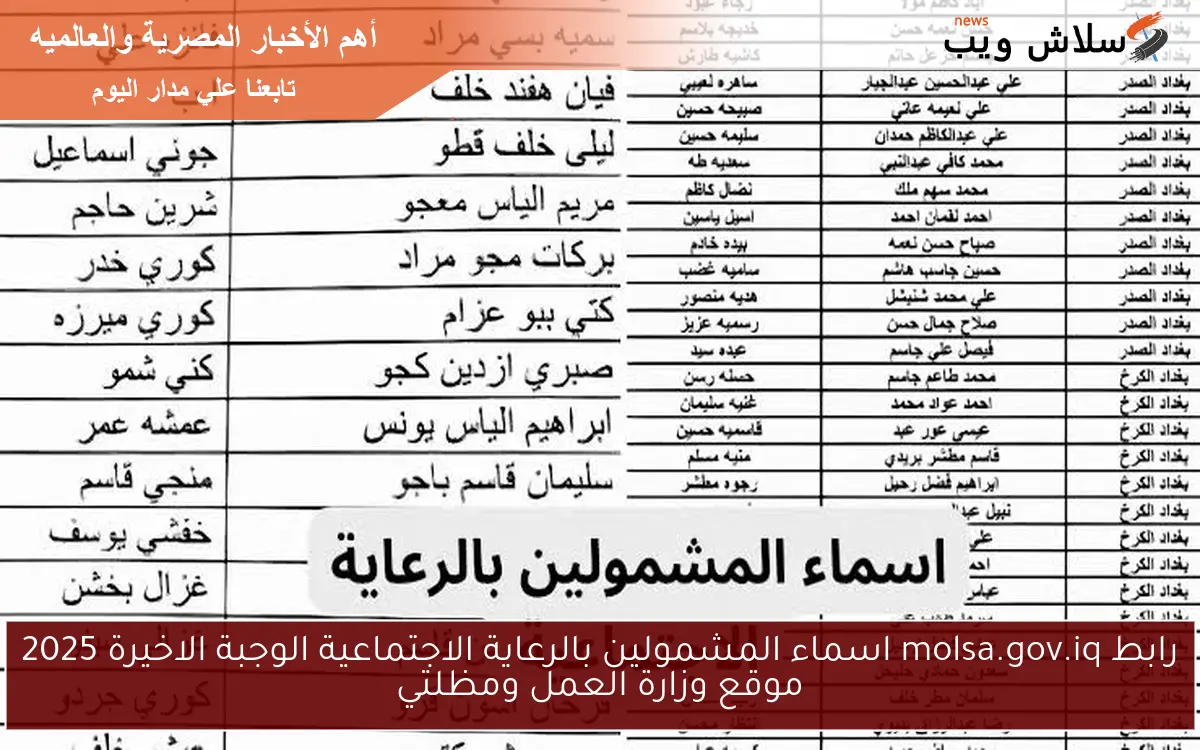 رابط molsa.gov.iq اسماء المشمولين بالرعاية الاجتماعية الوجبة الاخيرة 2025 موقع وزارة العمل ومظلتي 2 رابط molsa.gov.iq اسماء المشمولين بالرعاية الاجتماعية الوجبة الاخيرة 2025 موقع وزارة العمل ومظلتي