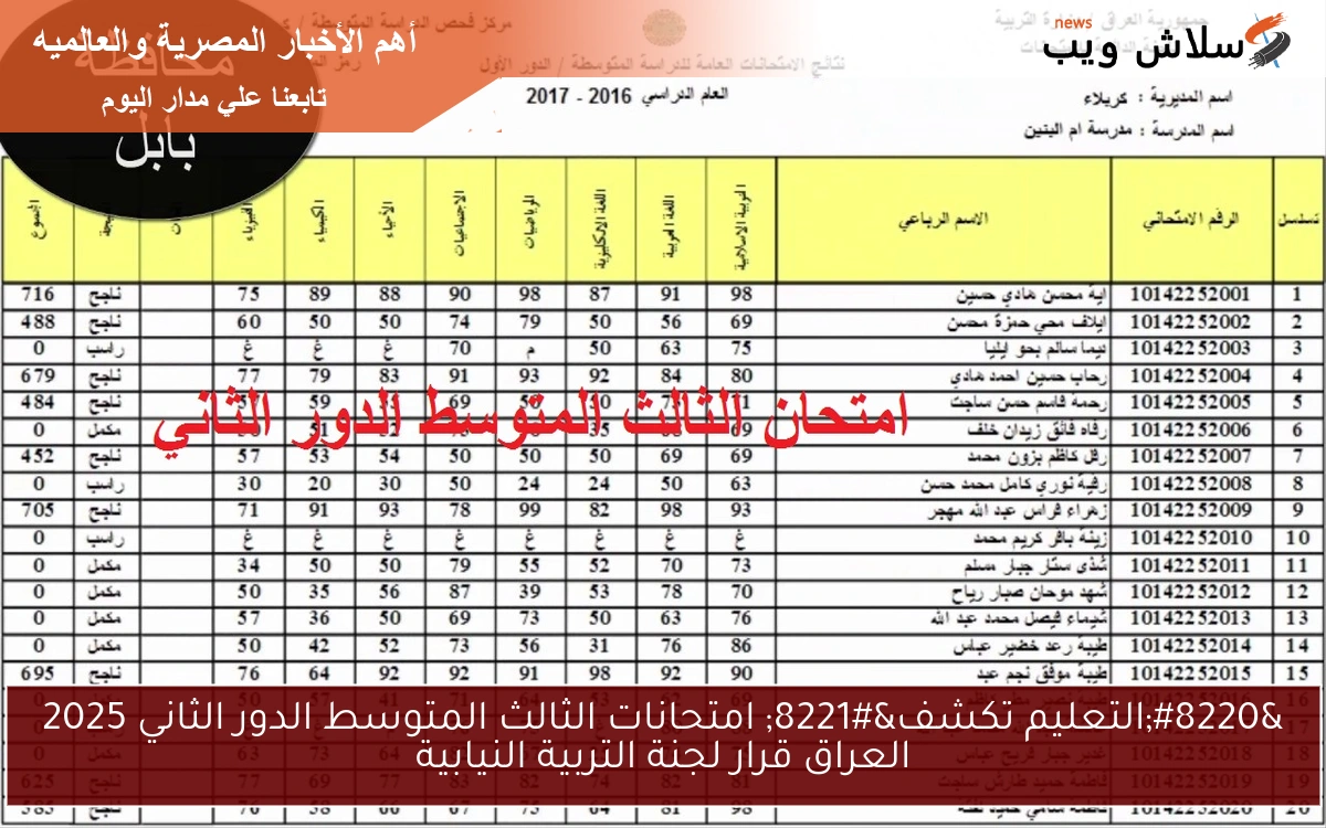 “التعليم تكشف” امتحانات الثالث المتوسط الدور الثاني 2025 العراق قرار لجنة التربية النيابية