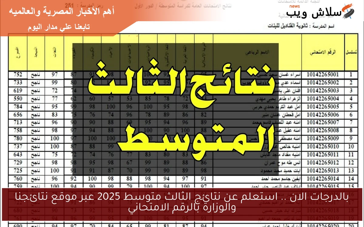 بالدرجات الان .. استعلم عن نتائج الثالث متوسط 2025 عبر موقع نتائجنا والوزارة بالرقم الامتحاني