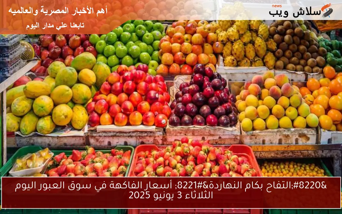 "التفاح بكام النهاردة" أسعار الفاكهة في سوق العبور اليوم الثلاثاء 3 يونيو 2025 2 “التفاح بكام النهاردة” أسعار الفاكهة في سوق العبور اليوم الثلاثاء 3 يونيو 2025