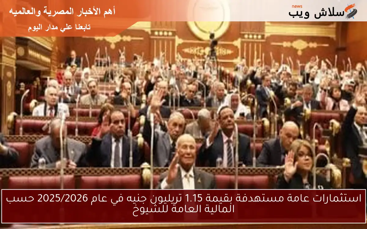 استثمارات عامة مستهدفة بقيمة 1.15 تريليون جنيه في عام 2025/2026 حسب المالية العامة للشيوخ 2 استثمارات عامة مستهدفة بقيمة 1.15 تريليون جنيه في عام 2025/2026 حسب المالية العامة للشيوخ