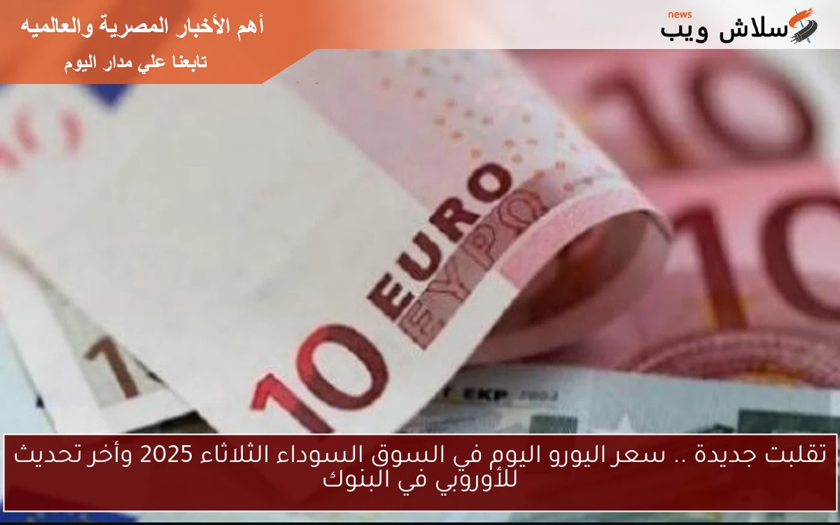 تقلبت جديدة .. سعر اليورو اليوم في السوق السوداء الثلاثاء 2025 وأخر تحديث للأوروبي في البنوك 2 تقلبت جديدة .. سعر اليورو اليوم في السوق السوداء الثلاثاء 2025 وأخر تحديث للأوروبي في البنوك