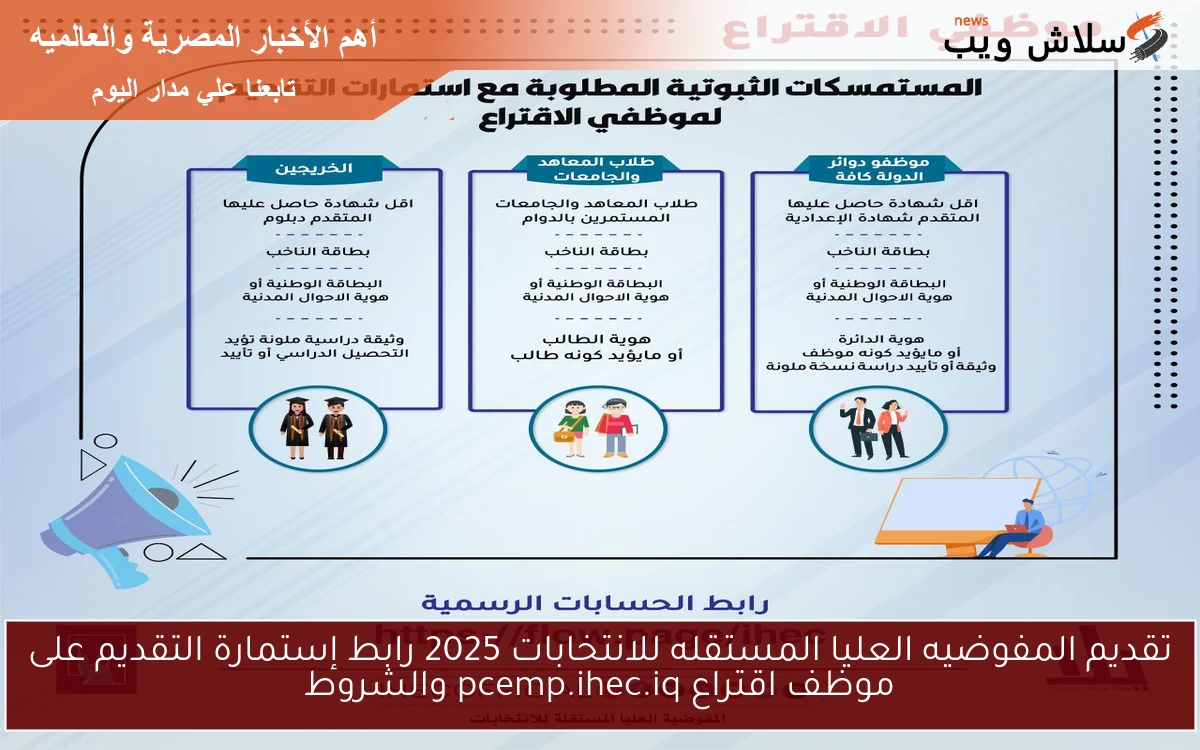 تقديم المفوضيه العليا المستقله للانتخابات 2025 رابط إستمارة التقديم على موظف اقتراع pcemp.ihec.iq والشروط 2 تقديم المفوضيه العليا المستقله للانتخابات 2025 رابط إستمارة التقديم على موظف اقتراع pcemp.ihec.iq والشروط