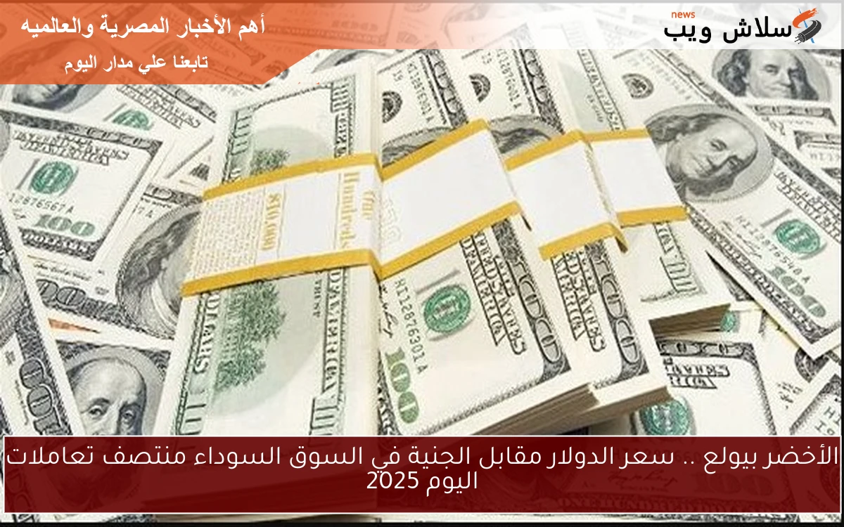 الأخضر بيولع .. سعر الدولار مقابل الجنية في السوق السوداء منتصف تعاملات اليوم 2025 2 الأخضر بيولع .. سعر الدولار مقابل الجنية في السوق السوداء منتصف تعاملات اليوم 2025