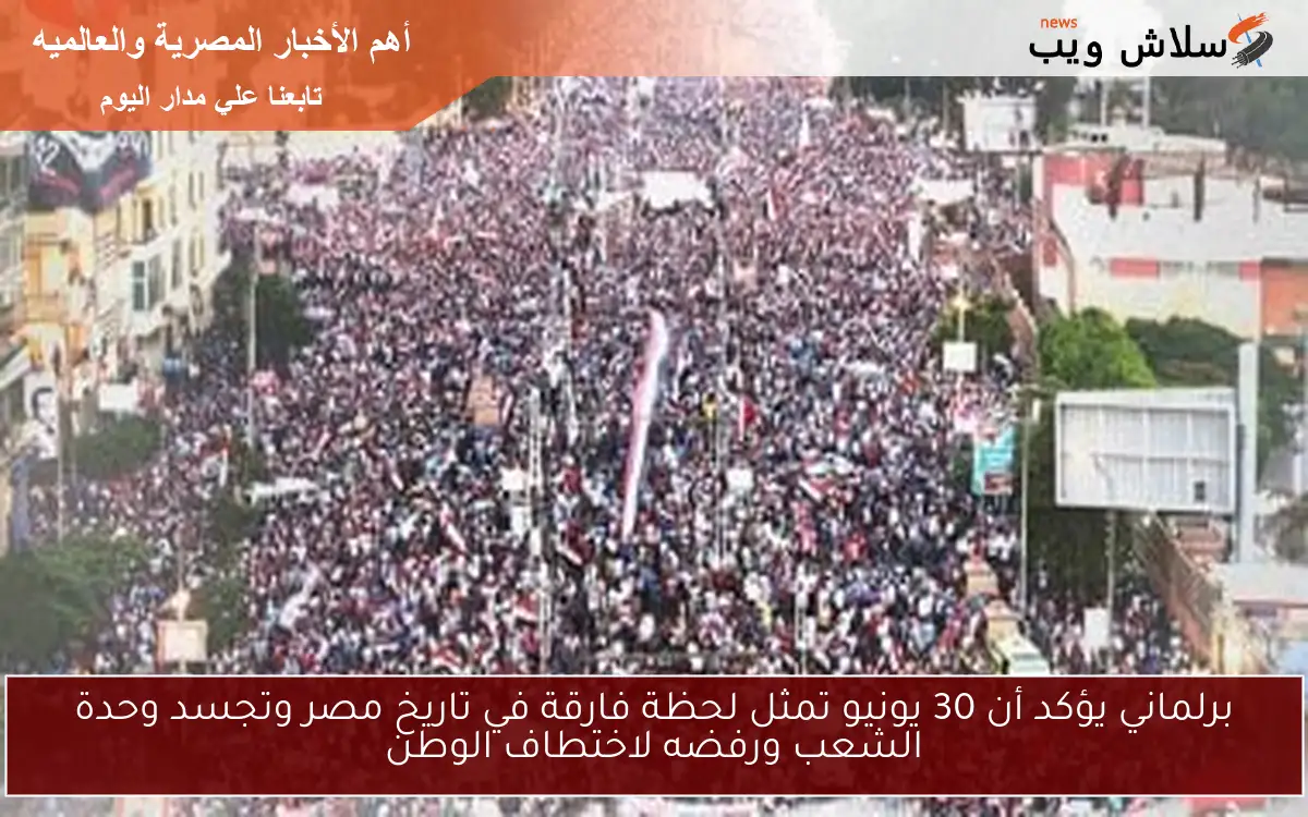 برلماني يؤكد أن 30 يونيو تمثل لحظة فارقة في تاريخ مصر وتجسد وحدة الشعب ورفضه لاختطاف الوطن