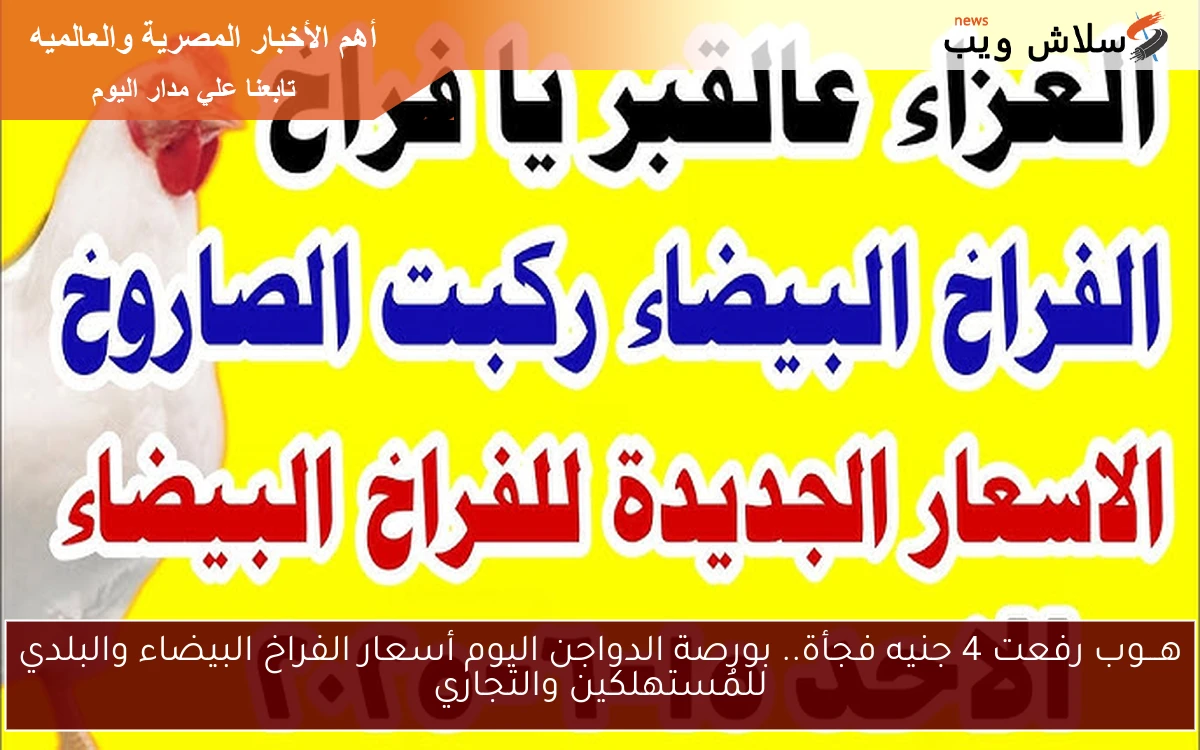 هـــوب رفعت 4 جنيه فجأة.. بورصة الدواجن اليوم أسعار الفراخ البيضاء والبلدي للمُستهلكين والتجاري 2 هـــوب رفعت 4 جنيه فجأة.. بورصة الدواجن اليوم أسعار الفراخ البيضاء والبلدي للمُستهلكين والتجاري