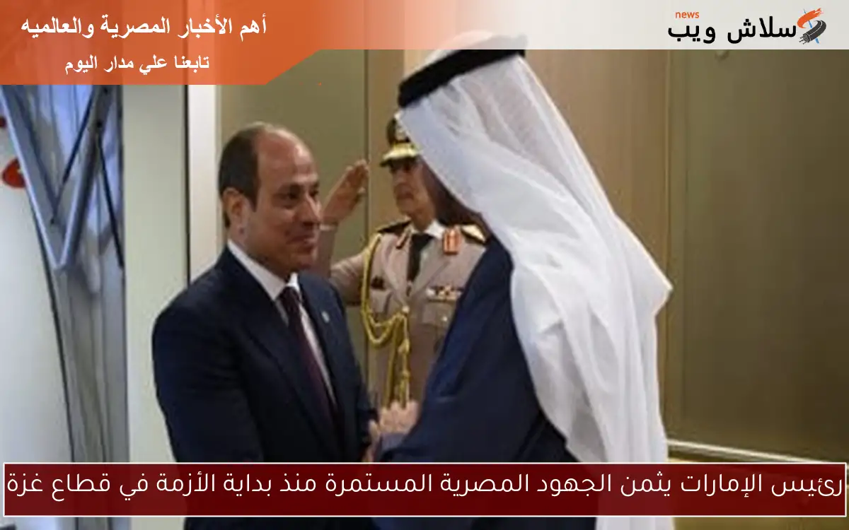 رئيس الإمارات يثمن الجهود المصرية المستمرة منذ بداية الأزمة في قطاع غزة 2 رئيس الإمارات يثمن الجهود المصرية المستمرة منذ بداية الأزمة في قطاع غزة