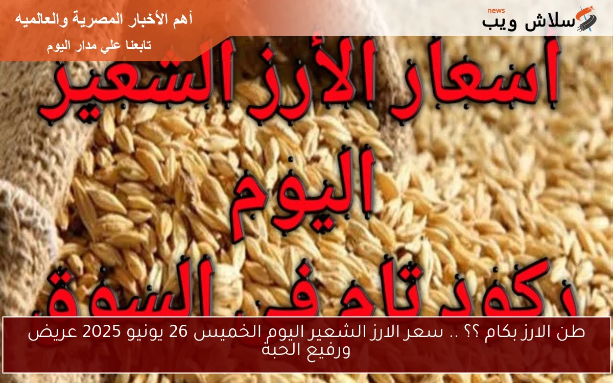 طن الارز بكام ؟؟ .. سعر الارز الشعير اليوم الخميس 26 يونيو 2025 عريض ورفيع الحبة