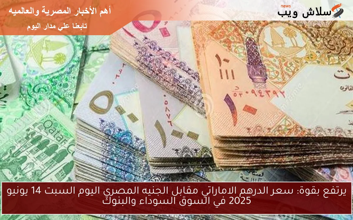 يرتفع بقوة: سعر الدرهم الاماراتي مقابل الجنيه المصري اليوم السبت 14 يونيو 2025 في السوق السوداء والبنوك 2 يرتفع بقوة: سعر الدرهم الاماراتي مقابل الجنيه المصري اليوم السبت 14 يونيو 2025 في السوق السوداء والبنوك