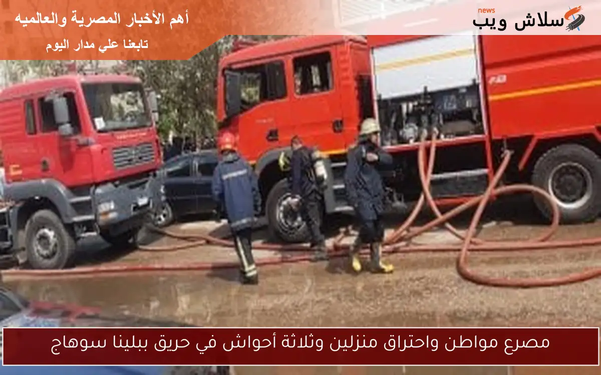 مصرع مواطن واحتراق منزلين وثلاثة أحواش في حريق ببلينا سوهاج