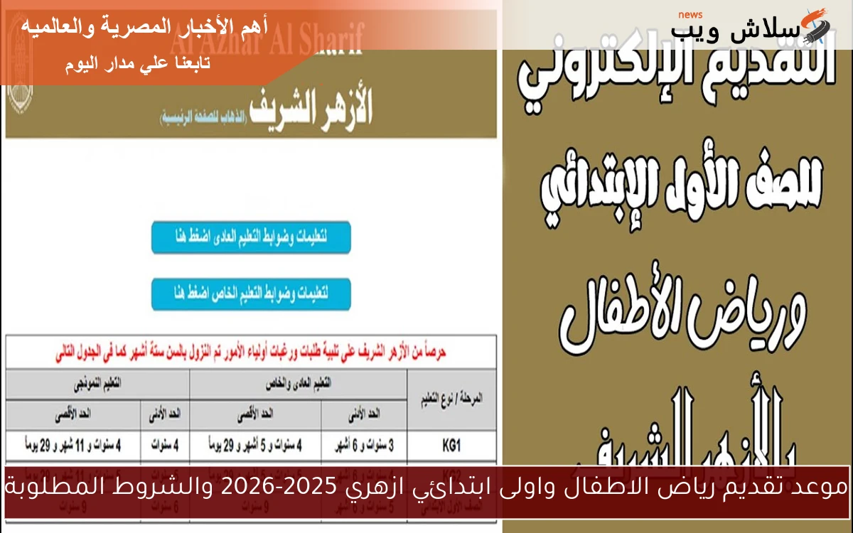 موعد تقديم رياض الاطفال واولى ابتدائي ازهري 2025-2026 والشروط المطلوبة