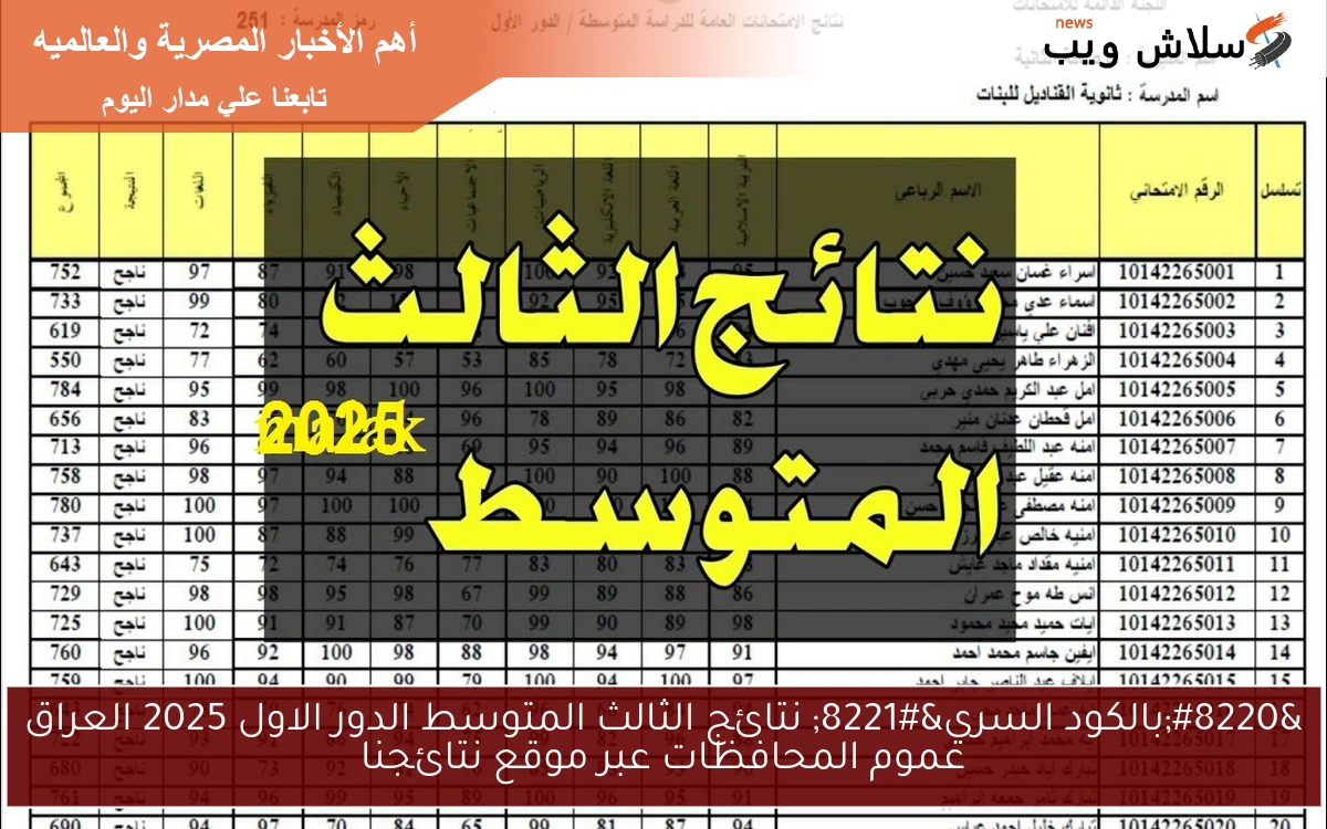 بصيغـــة PDF .. رابط نتائج الثالث المتوسط 2025 الدور الأول موقع نتائجنا بالرقم الامتحاني