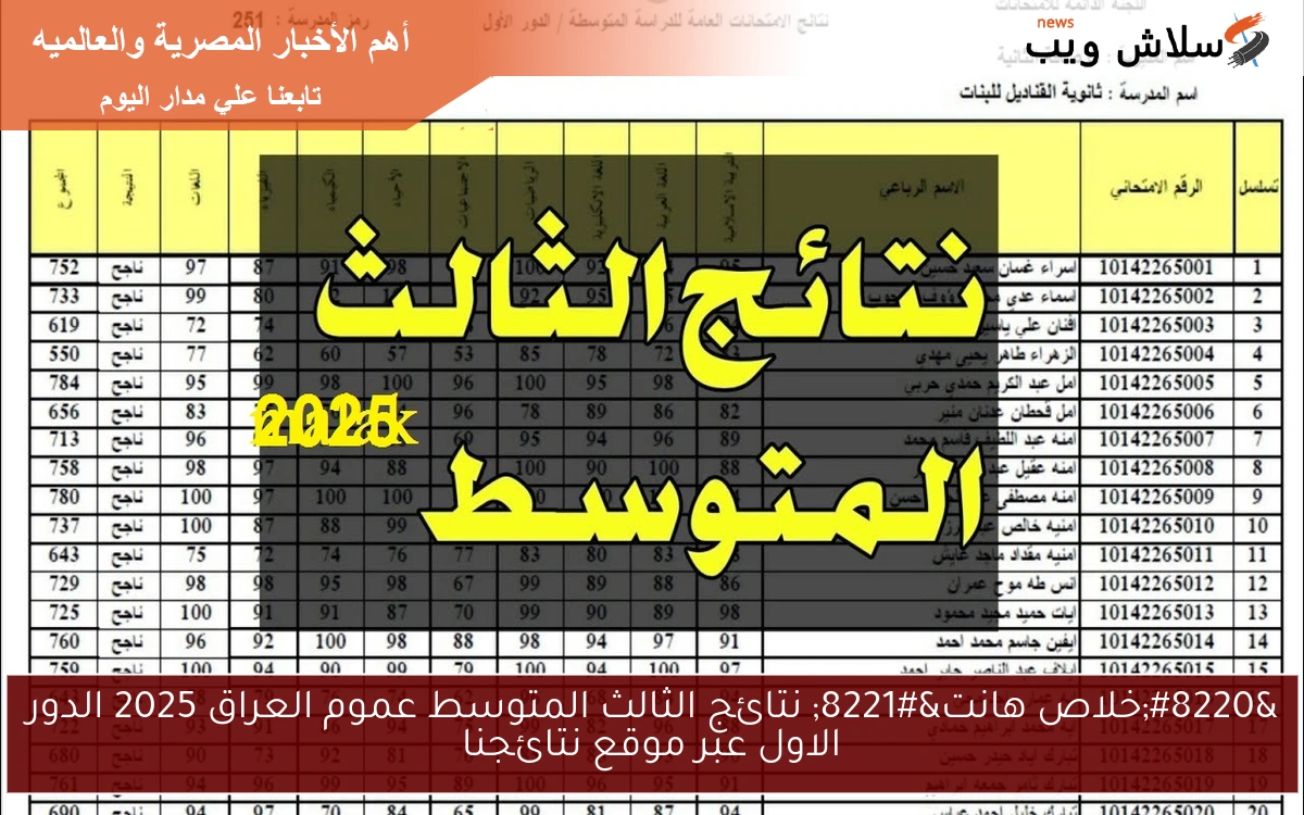 برقم الجلـوس .. نتائج الثالث المتوسط 2025 الدور الأول بخطوات الاستعلام عنها www.nataegna.net 2 برقم الجلـوس .. نتائج الثالث المتوسط 2025 الدور الأول بخطوات الاستعلام عنها www.nataegna.net