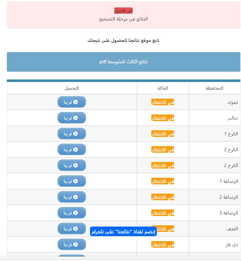 وزارة التربية نتائج الثالث المتوسط الدور الاول 2025 جميع المحافظات pdf برقم الاكتتاب 3 نتائج الثالث المتوسط الدور الاول 2025