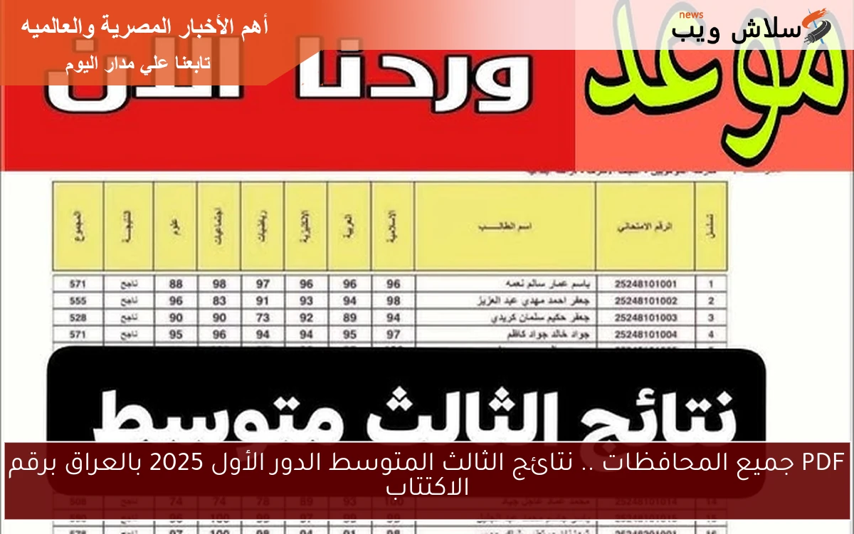 PDF جميع المحافظات .. نتائج الثالث المتوسط الدور الأول 2025 بالعراق برقم الاكتتاب 2 PDF جميع المحافظات .. نتائج الثالث المتوسط الدور الأول 2025 بالعراق برقم الاكتتاب