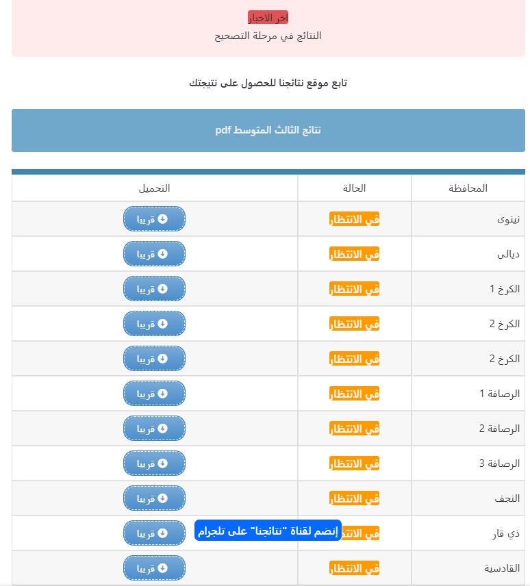برابط فعّــــال .. نتائج الصف الثالث متوسط الدور الاول بالعراق 2025 عموم المحافظات pdf 3 نتائج الصف الثالث متوسط الدور الاول بالعراق