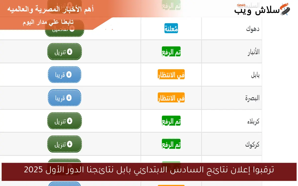 ترقبوا إعلان نتائج السادس الابتدائي بابل نتائجنا الدور الأول 2025 2 ترقبوا إعلان نتائج السادس الابتدائي بابل نتائجنا الدور الأول 2025