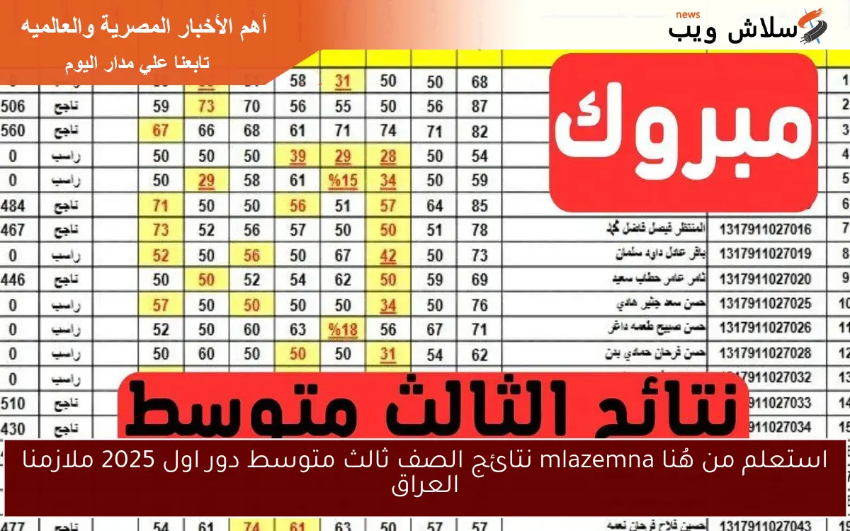 استعلم من هُنا mlazemna نتائج الصف ثالث متوسط دور اول 2025 ملازمنا العراق 2 استعلم من هُنا mlazemna نتائج الصف ثالث متوسط دور اول 2025 ملازمنا العراق
