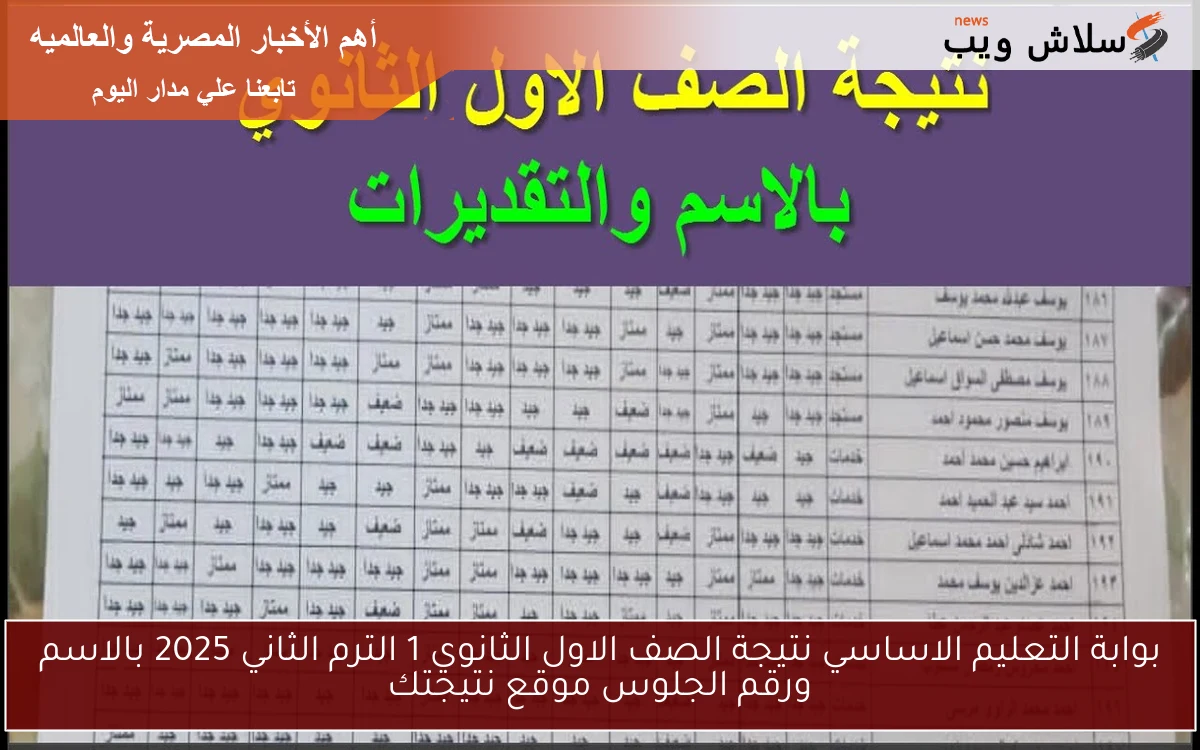 بوابة التعليم الاساسي نتيجة الصف الاول الثانوي 1 الترم الثاني 2025 بالاسم ورقم الجلوس موقع نتيجتك 2 بوابة التعليم الاساسي نتيجة الصف الاول الثانوي 1 الترم الثاني 2025 بالاسم ورقم الجلوس موقع نتيجتك
