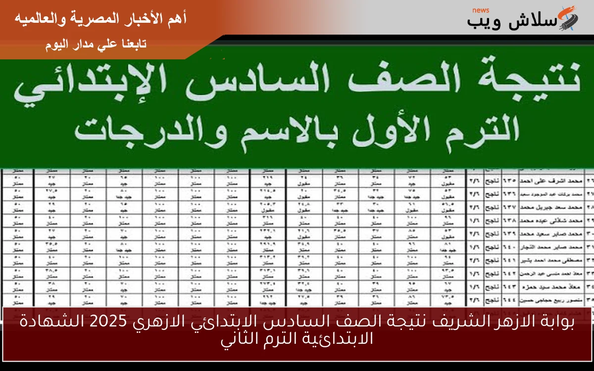 بوابة الازهر الشريف نتيجة الصف السادس الابتدائي الازهري 2025 الشهادة الابتدائية الترم الثاني 2 بوابة الازهر الشريف نتيجة الصف السادس الابتدائي الازهري 2025 الشهادة الابتدائية الترم الثاني