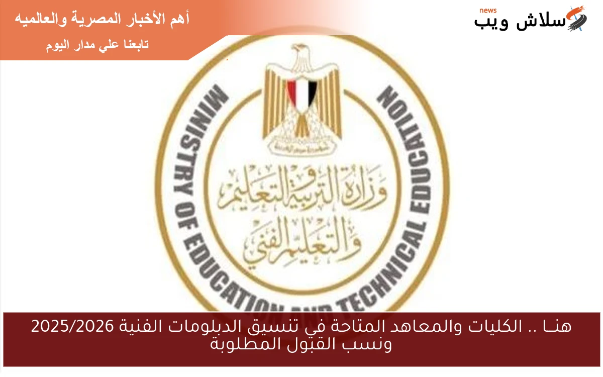 هنـــا .. الكليات والمعاهد المتاحة في تنسيق الدبلومات الفنية 2025/2026 ونسب القبول المطلوبة 2 هنـــا .. الكليات والمعاهد المتاحة في تنسيق الدبلومات الفنية 2025/2026 ونسب القبول المطلوبة