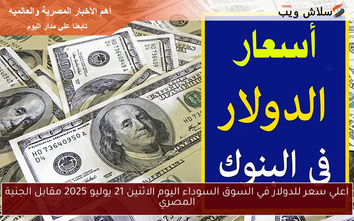 اعلي سعر للدولار في السوق السوداء اليوم الاثنين 21 يوليو 2025 مقابل الجنية المصري 2 اعلي سعر للدولار في السوق السوداء اليوم الاثنين 21 يوليو 2025 مقابل الجنية المصري