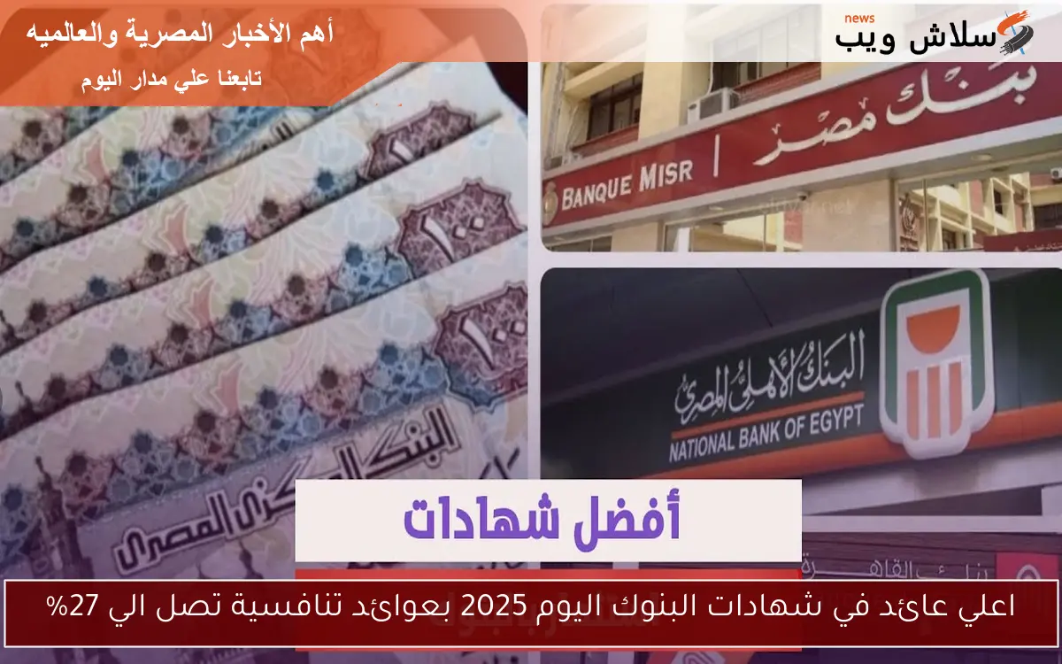 اعلي عائد في شهادات البنوك اليوم 2025 بعوائد تنافسية تصل الي 27% 2 اعلي عائد في شهادات البنوك اليوم 2025 بعوائد تنافسية تصل الي 27%