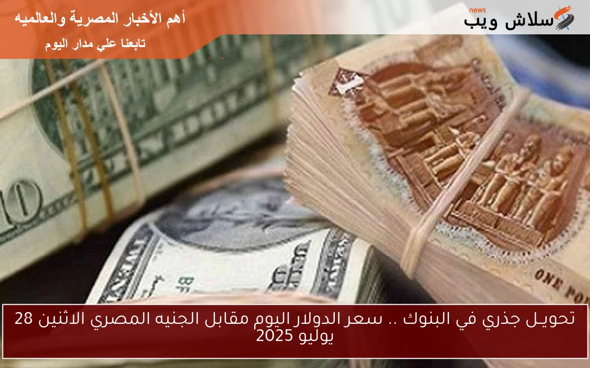 تحويــل جذري في البنوك .. سعر الدولار اليوم مقابل الجنيه المصري الاثنين 28 يوليو 2025 2 تحويــل جذري في البنوك .. سعر الدولار اليوم مقابل الجنيه المصري الاثنين 28 يوليو 2025